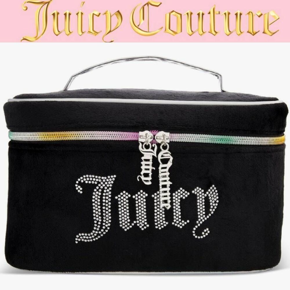 Juicy Couture Rhinestone Rainbow Zip Around Travel Cosmetic Case